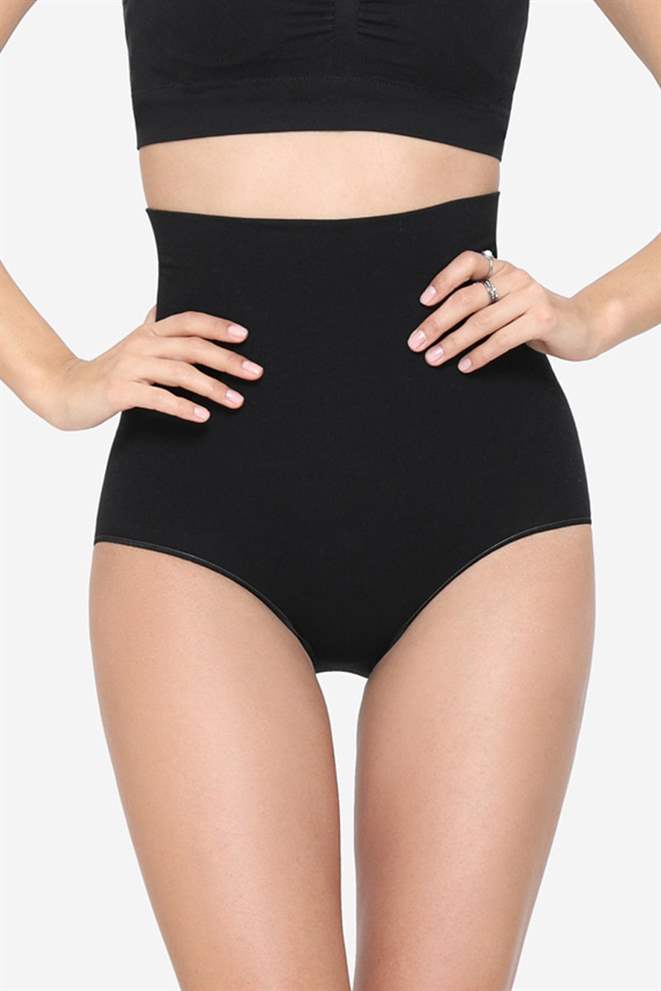 Svart shapewear trosor med bred resår (ekologiskt odlat), Sett framifrån