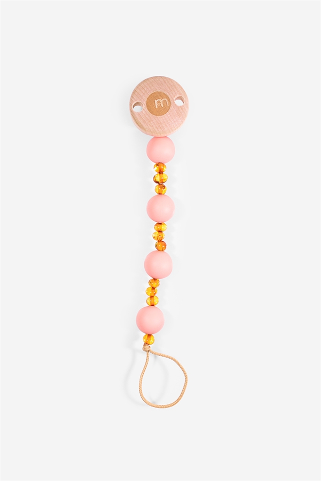 Brun nappsnnöre i bärnsten - Cognac / rosa