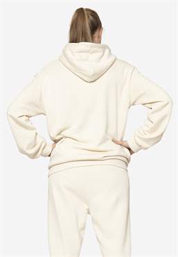 Krämfärgad amnings hoodie, bomullet är 100% GOTS- certifierat bomull - bakifrån