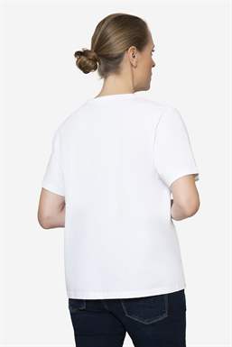 Vit klassisk t-shirt i 100% ekologisk bomull med amningsfunktion - sett bakifrån