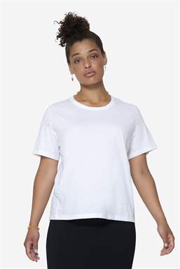 Vit klassisk t-shirt i 100% ekologisk bomull med amningsfunktion - Sett framifrån